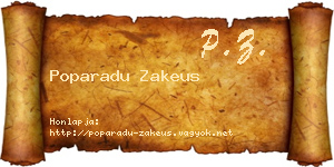 Poparadu Zakeus névjegykártya